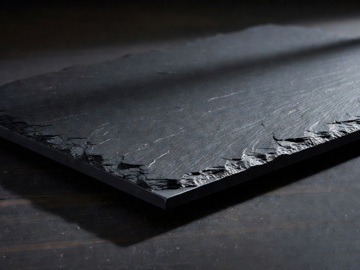 Dark natural cleft slate platter with sharp clean edge