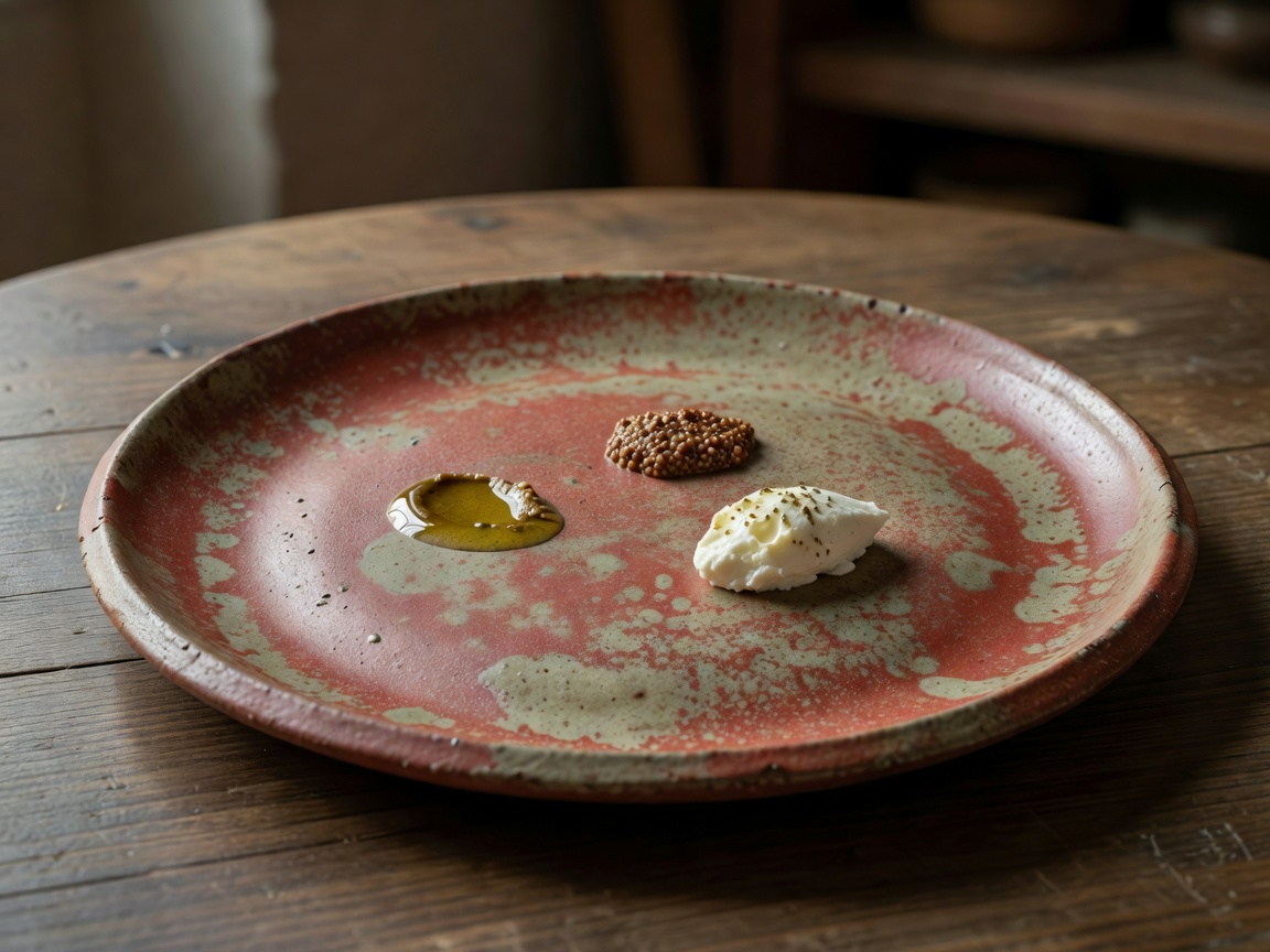Handcrafted ceramic tasting plate with matte earthy glaze