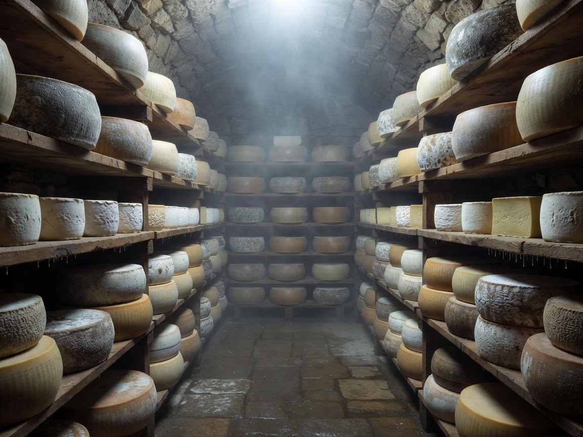Subtle cellar atmosphere with soft atmospheric backlighting and cool air