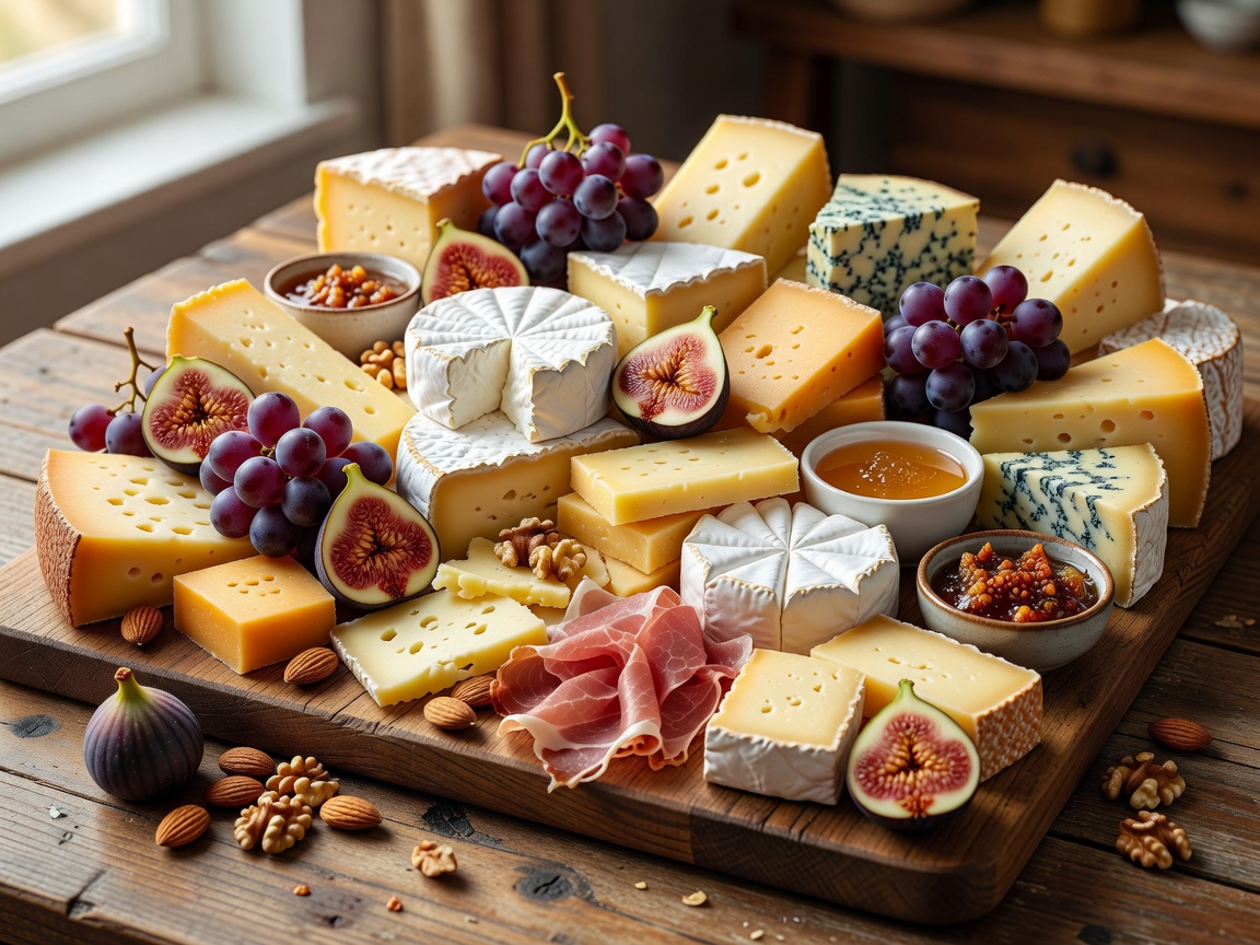 Artful tasting pairing spread with honey bread and fruits
