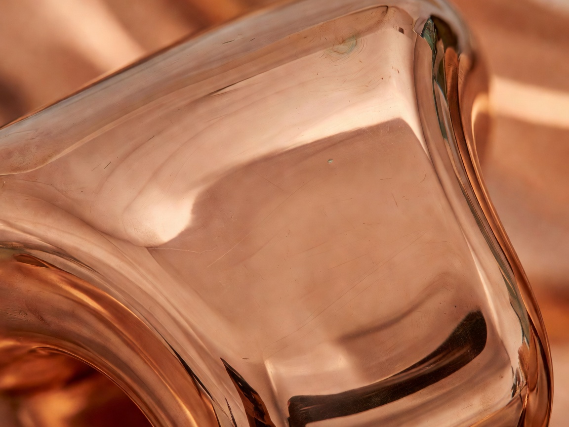 Polished natural copper metal detail